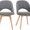 Chaises scandinaves en tissu effet velours texturé gris et bois clair (lot de 2) COSETTE