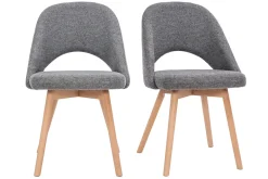 Chaises scandinaves en tissu effet velours texturé gris et bois clair (lot de 2) COSETTE