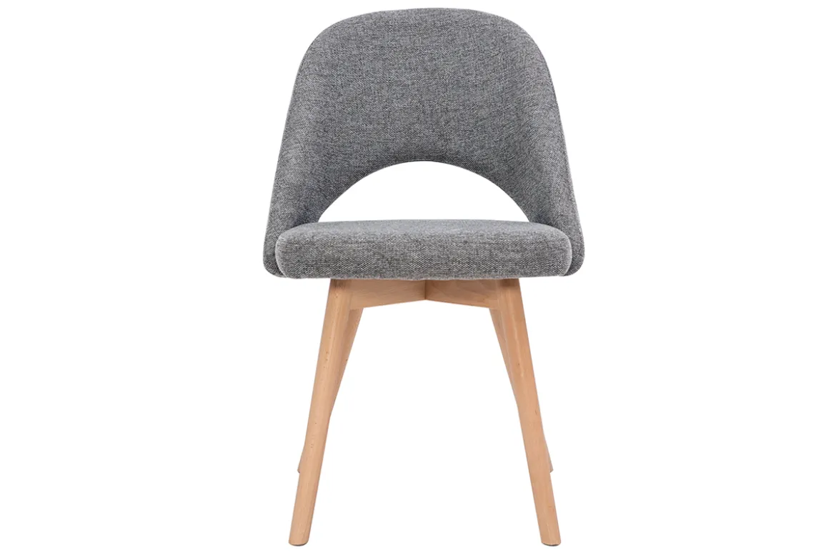 Chaises scandinaves en tissu effet velours texturé gris et bois clair (lot de 2) COSETTE