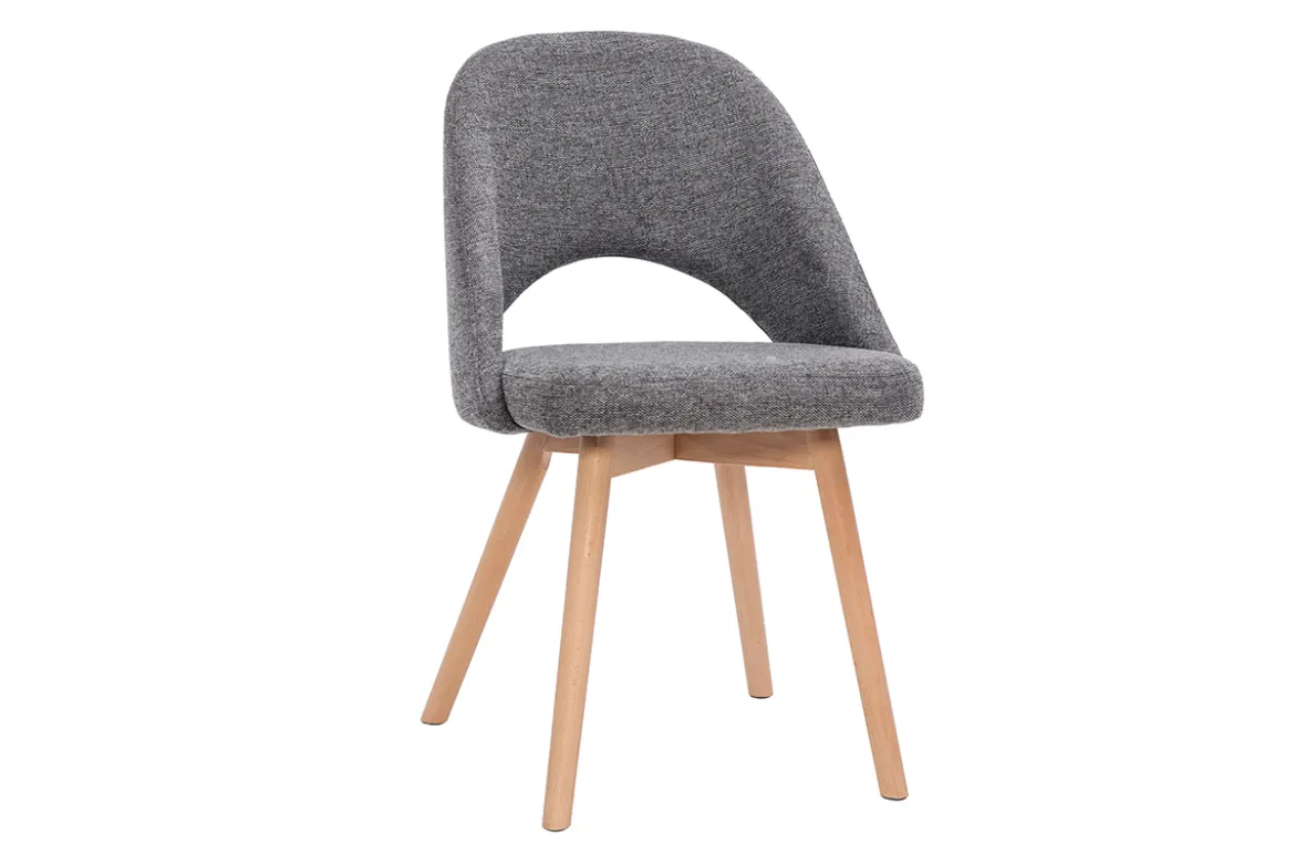 Chaises scandinaves en tissu effet velours texturé gris et bois clair (lot de 2) COSETTE