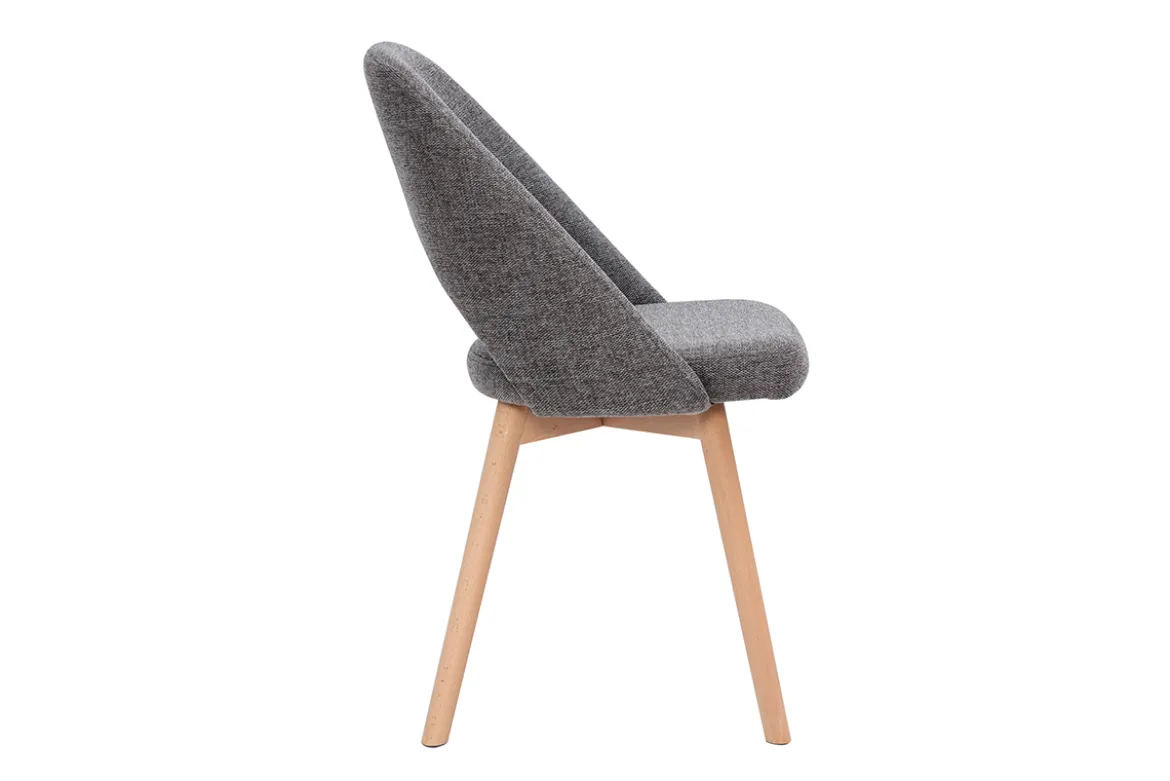 Chaises scandinaves en tissu effet velours texturé gris et bois clair (lot de 2) COSETTE