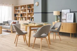 Chaises scandinaves en tissu effet velours texturé gris et bois clair (lot de 2) COSETTE