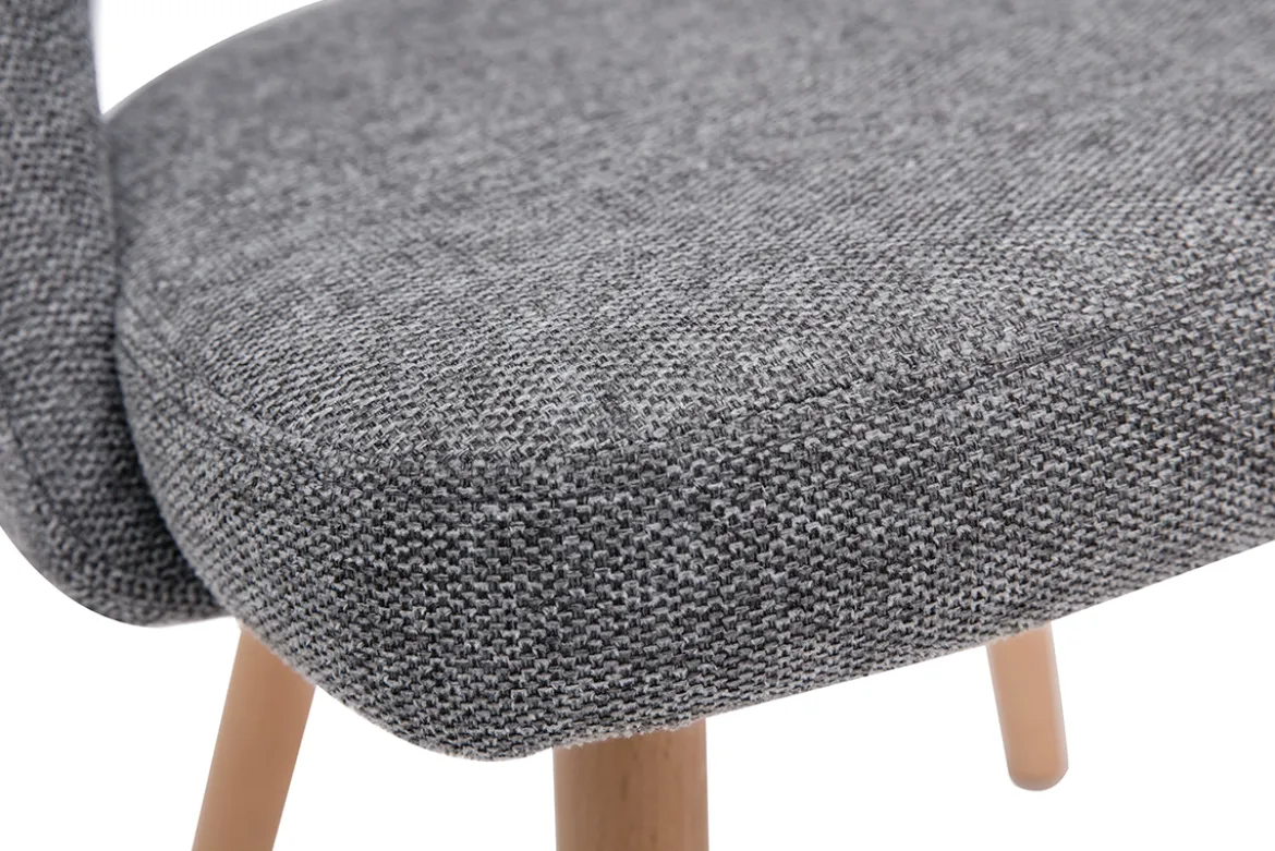 Chaises scandinaves en tissu effet velours texturé gris et bois clair (lot de 2) COSETTE