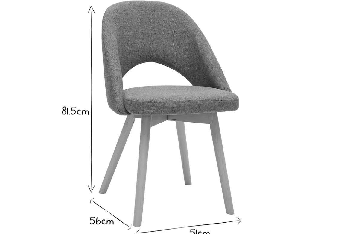 Chaises scandinaves en tissu effet velours texturé gris et bois clair (lot de 2) COSETTE
