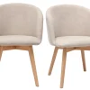 Chaises scandinaves en tissu effet velours beige et bois clair massif (lot de 2) VANITY