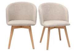 Chaises scandinaves en tissu effet velours beige et bois clair massif (lot de 2) VANITY