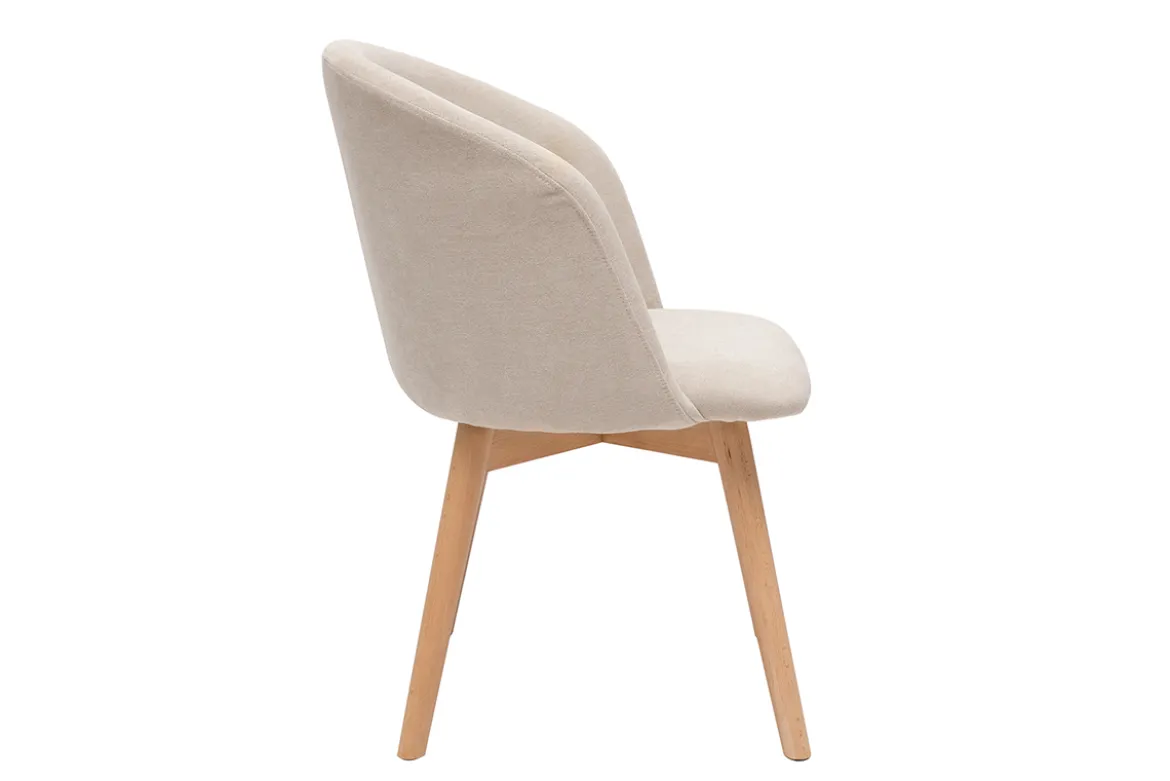 Chaises scandinaves en tissu effet velours beige et bois clair massif (lot de 2) VANITY