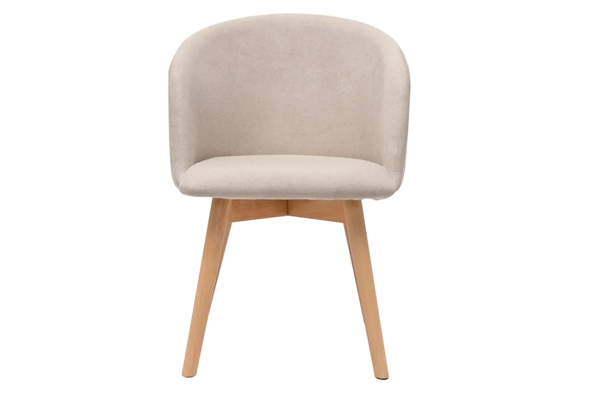Chaises scandinaves en tissu effet velours beige et bois clair massif (lot de 2) VANITY