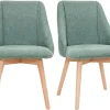Chaises scandinaves en tissu effet velours texturé vert céladon et bois clair (lot de 2) HIGGINS