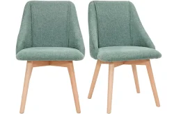 Chaises scandinaves en tissu effet velours texturé vert céladon et bois clair (lot de 2) HIGGINS