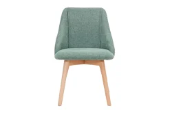Chaises scandinaves en tissu effet velours texturé vert céladon et bois clair (lot de 2) HIGGINS