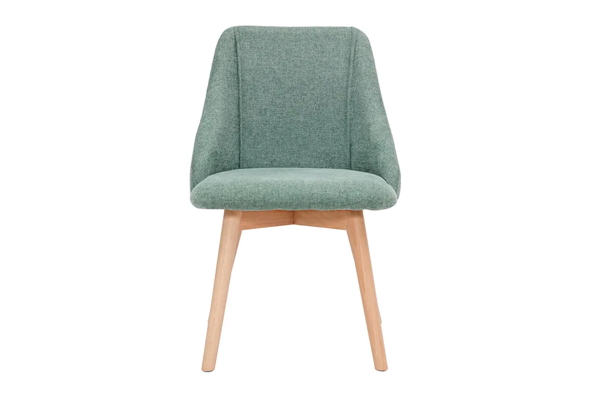 Chaises scandinaves en tissu effet velours texturé vert céladon et bois clair (lot de 2) HIGGINS
