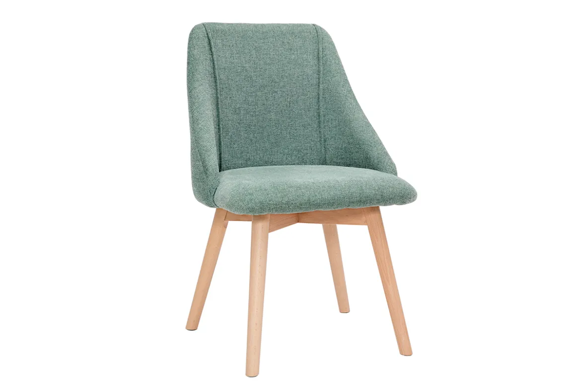 Chaises scandinaves en tissu effet velours texturé vert céladon et bois clair (lot de 2) HIGGINS