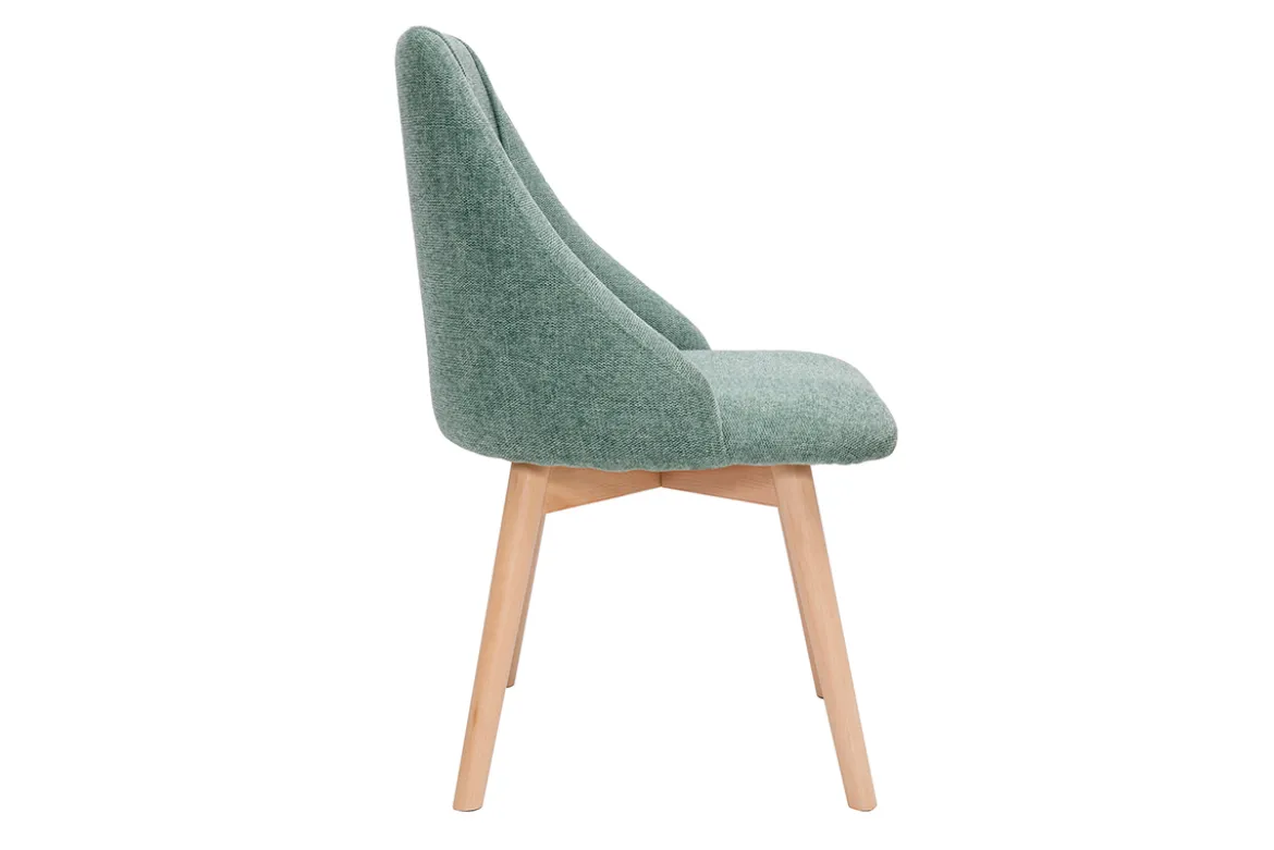 Chaises scandinaves en tissu effet velours texturé vert céladon et bois clair (lot de 2) HIGGINS