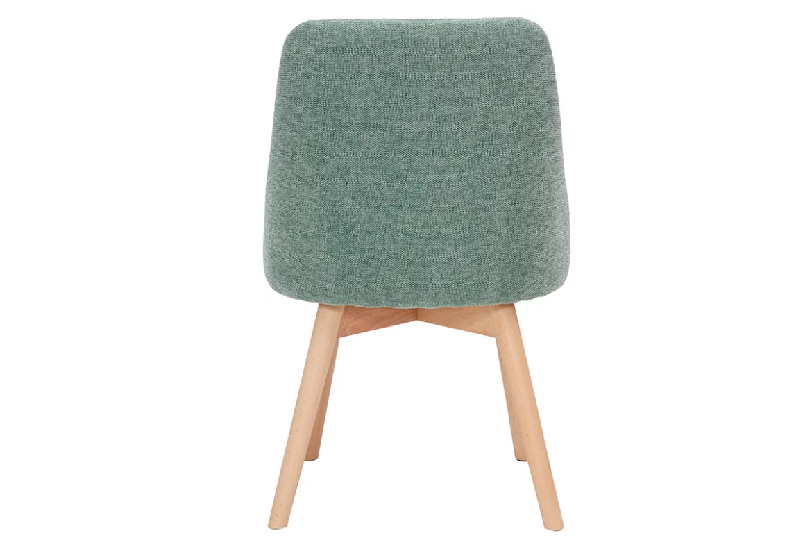 Chaises scandinaves en tissu effet velours texturé vert céladon et bois clair (lot de 2) HIGGINS