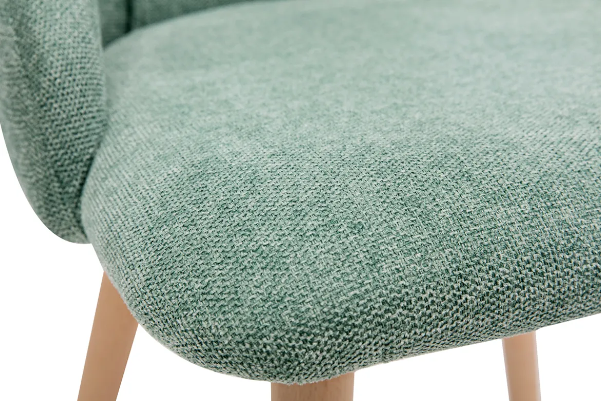 Chaises scandinaves en tissu effet velours texturé vert céladon et bois clair (lot de 2) HIGGINS