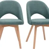 Chaises scandinaves en tissu vert de gris et bois clair (lot de 2) COSETTE