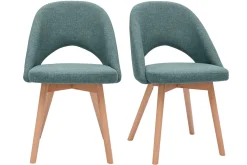 Chaises scandinaves en tissu vert de gris et bois clair (lot de 2) COSETTE