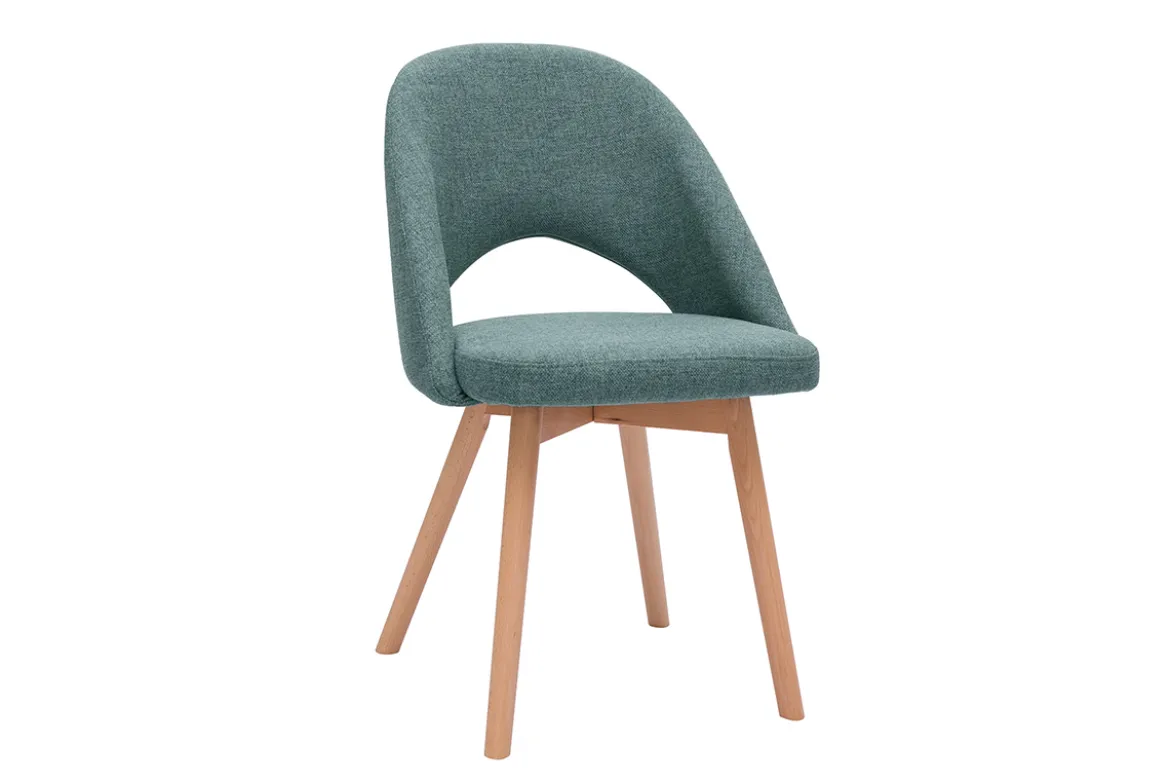 Chaises scandinaves en tissu vert de gris et bois clair (lot de 2) COSETTE