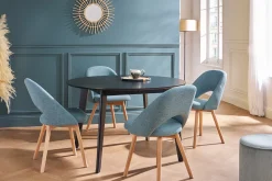 Chaises scandinaves en tissu vert de gris et bois clair (lot de 2) COSETTE