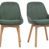 Chaises scandinaves en tissu chenille vert kaki et bois clair massif (lot de 2) HOLO