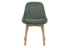 Chaises scandinaves en tissu chenille vert kaki et bois clair massif (lot de 2) HOLO
