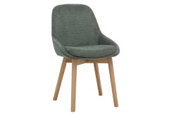 Chaises scandinaves en tissu chenille vert kaki et bois clair massif (lot de 2) HOLO