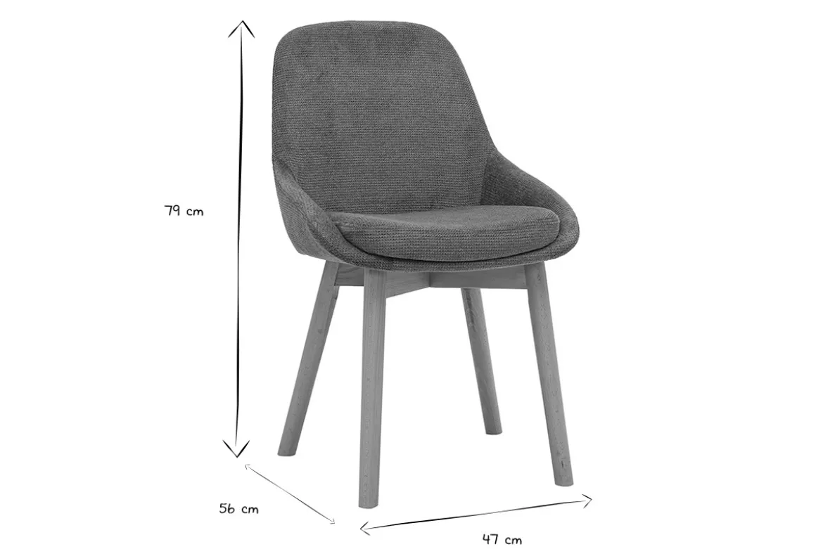 Chaises scandinaves en tissu chenille vert kaki et bois clair massif (lot de 2) HOLO
