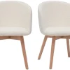 Chaises scandinaves en tissu effet laine bouclée blanc cassé et bois clair massif (lot de 2) VANITY