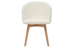 Chaises scandinaves en tissu effet laine bouclée blanc cassé et bois clair massif (lot de 2) VANITY