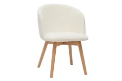 Chaises scandinaves en tissu effet laine bouclée blanc cassé et bois clair massif (lot de 2) VANITY