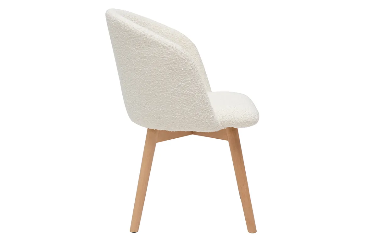 Chaises scandinaves en tissu effet laine bouclée blanc cassé et bois clair massif (lot de 2) VANITY