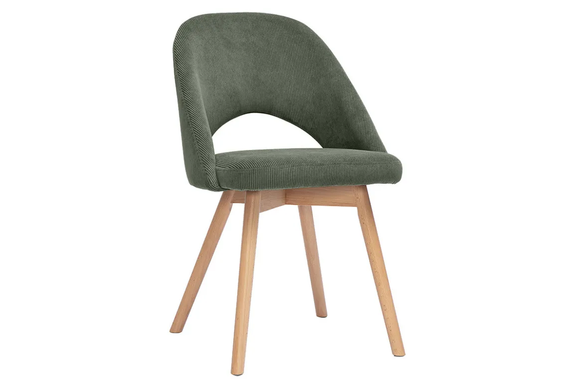 Chaises scandinaves en tissu velours côtelé vert kaki et bois clair (lot de 2) COSETTE