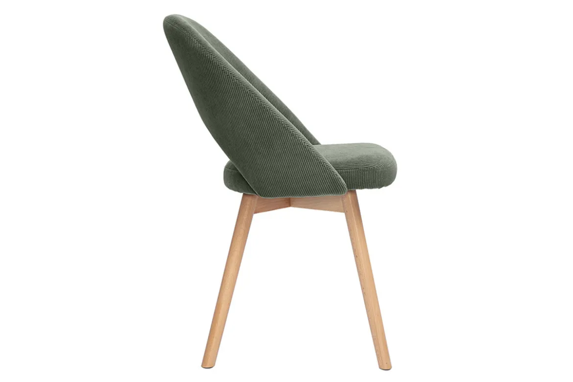 Chaises scandinaves en tissu velours côtelé vert kaki et bois clair (lot de 2) COSETTE