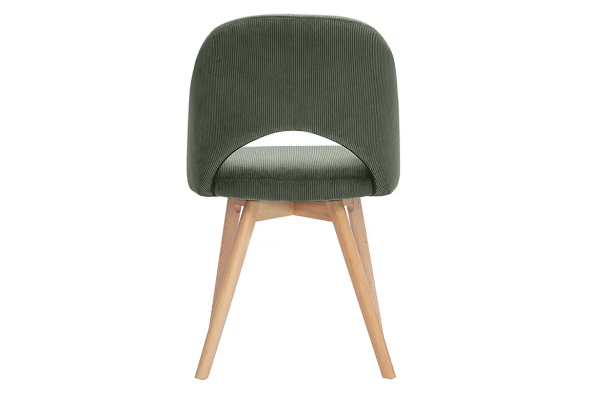 Chaises scandinaves en tissu velours côtelé vert kaki et bois clair (lot de 2) COSETTE
