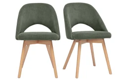 Chaises scandinaves en tissu velours côtelé vert kaki et bois clair (lot de 2) COSETTE