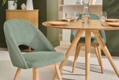 Chaises scandinaves en tissu velours côtelé vert kaki et bois clair (lot de 2) COSETTE