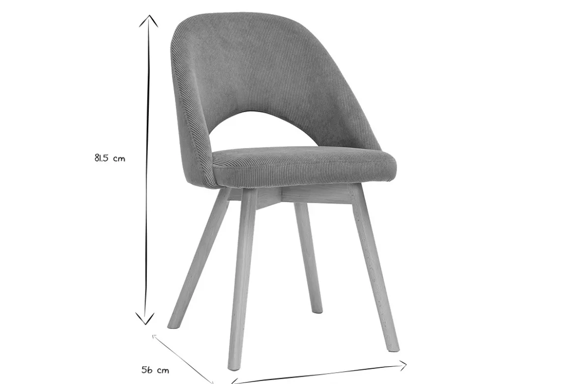 Chaises scandinaves en tissu velours côtelé vert kaki et bois clair (lot de 2) COSETTE