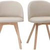 Chaises scandinaves en tissu naturel et bois clair massif (lot de 2) CELESTE