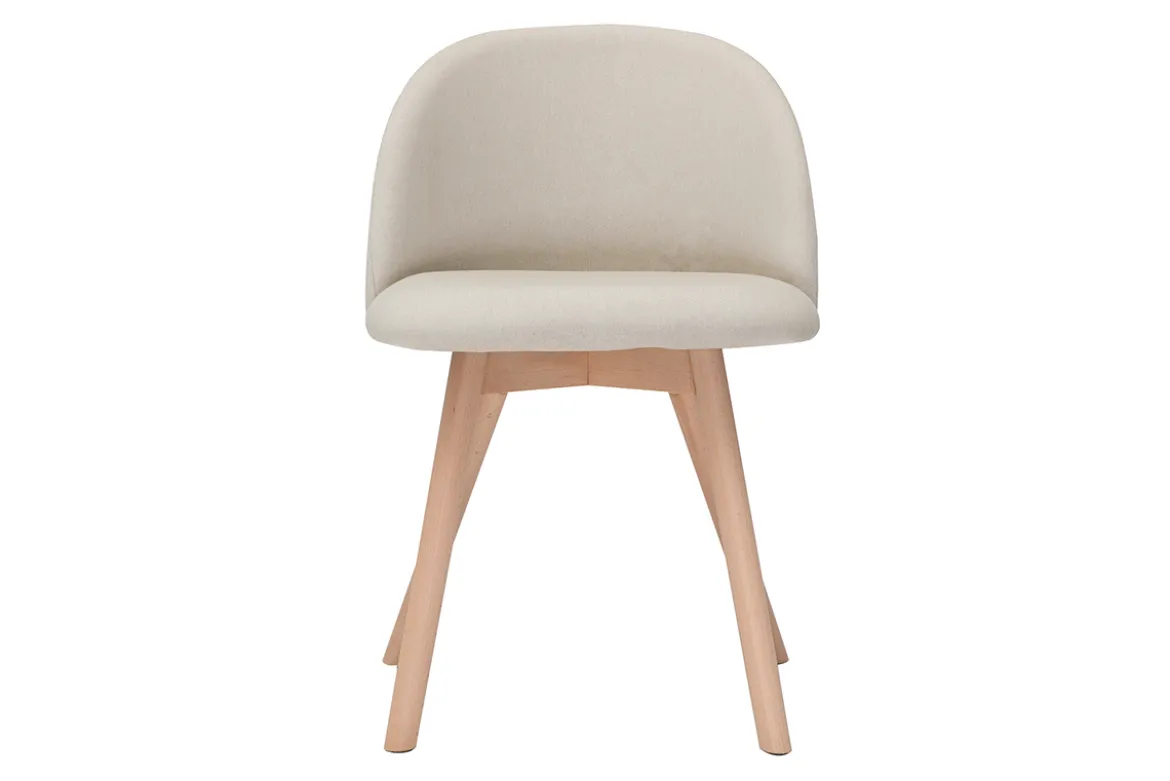Chaises scandinaves en tissu naturel et bois clair massif (lot de 2) CELESTE