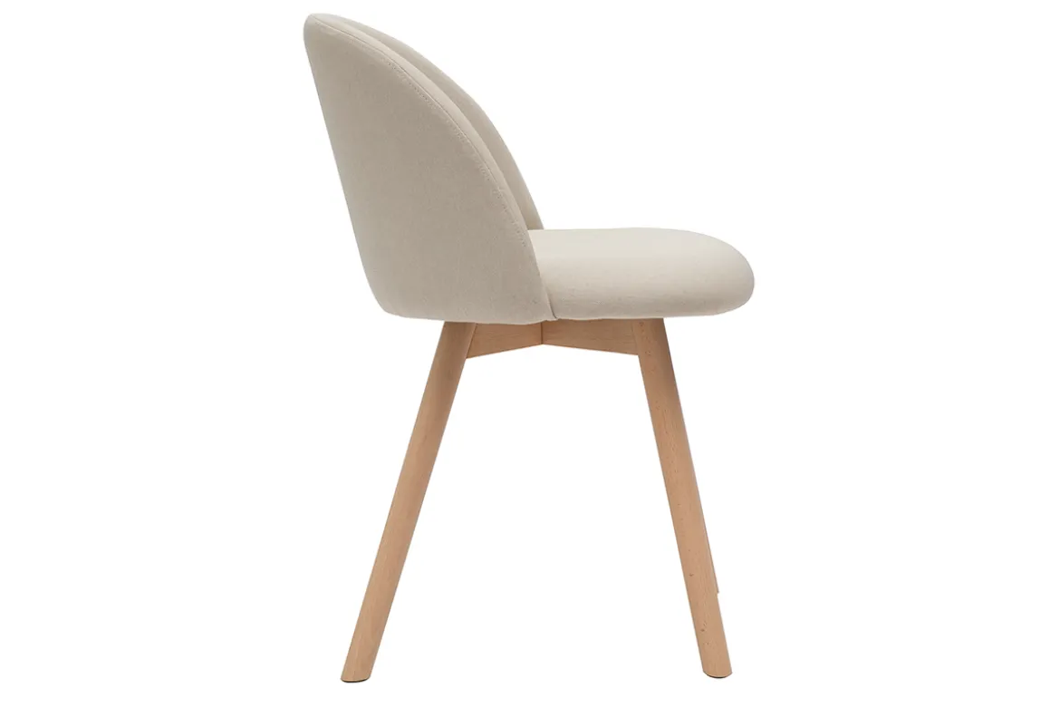 Chaises scandinaves en tissu naturel et bois clair massif (lot de 2) CELESTE