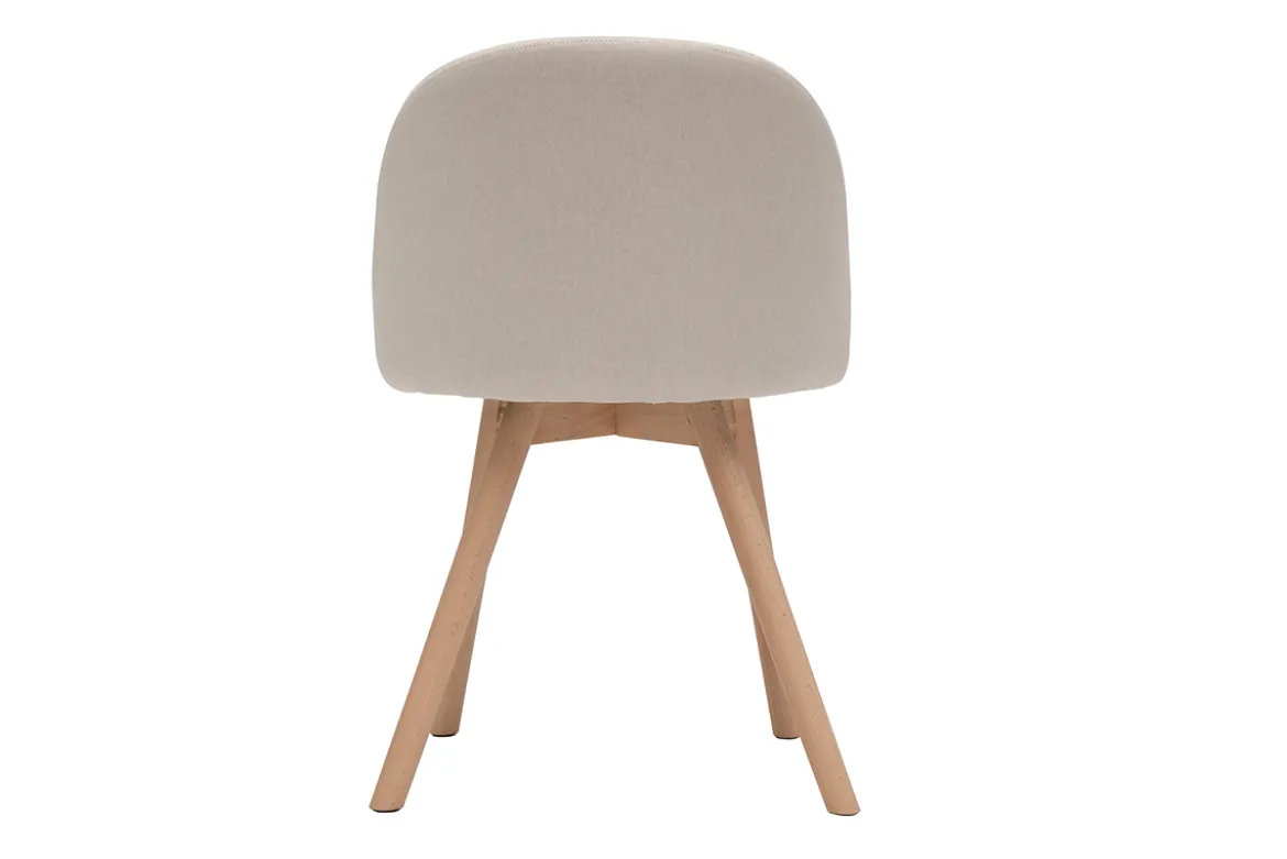 Chaises scandinaves en tissu naturel et bois clair massif (lot de 2) CELESTE