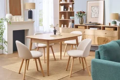 Chaises scandinaves en tissu naturel et bois clair massif (lot de 2) CELESTE
