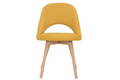 Chaises scandinaves en tissu effet velours texturé jaune moutarde et bois clair (lot de 2) COSETTE