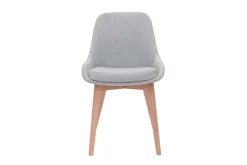 Chaises scandinaves en tissu gris clair et bois clair massif (lot de 2) HOLO