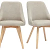 Chaises scandinaves en tissu chenille beige et bois clair (lot de 2) HASTA
