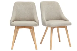 Chaises scandinaves en tissu chenille beige et bois clair (lot de 2) HASTA