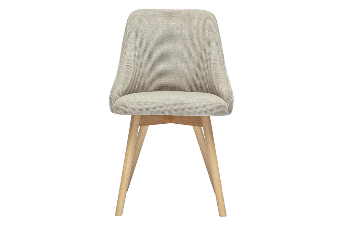 Chaises scandinaves en tissu chenille beige et bois clair (lot de 2) HASTA