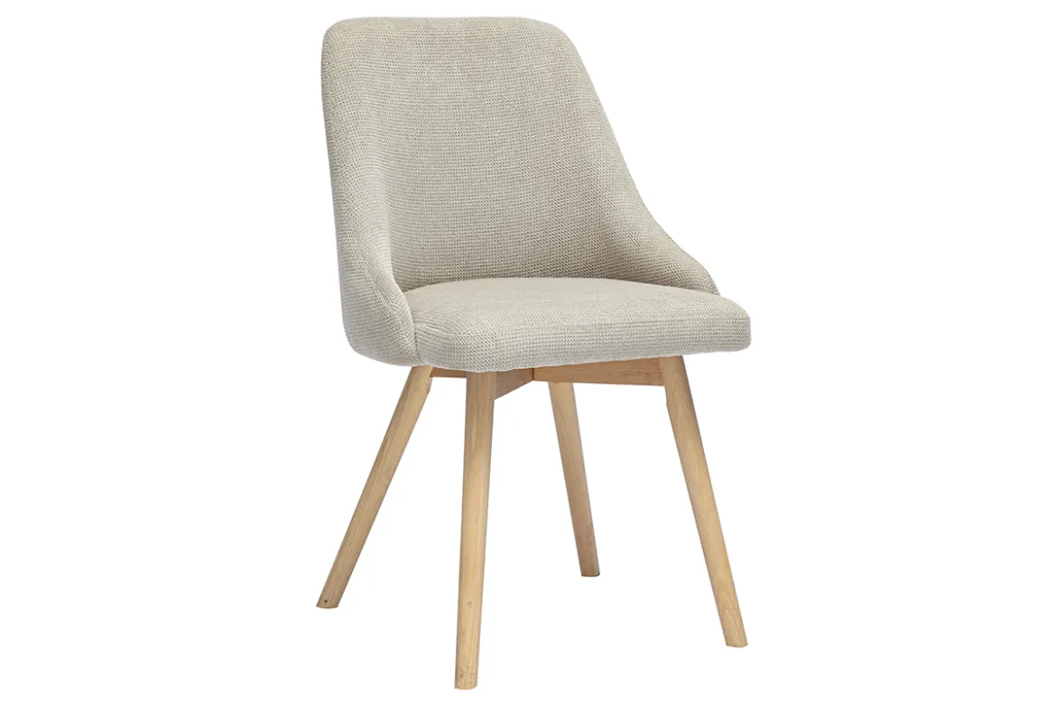 Chaises scandinaves en tissu chenille beige et bois clair (lot de 2) HASTA