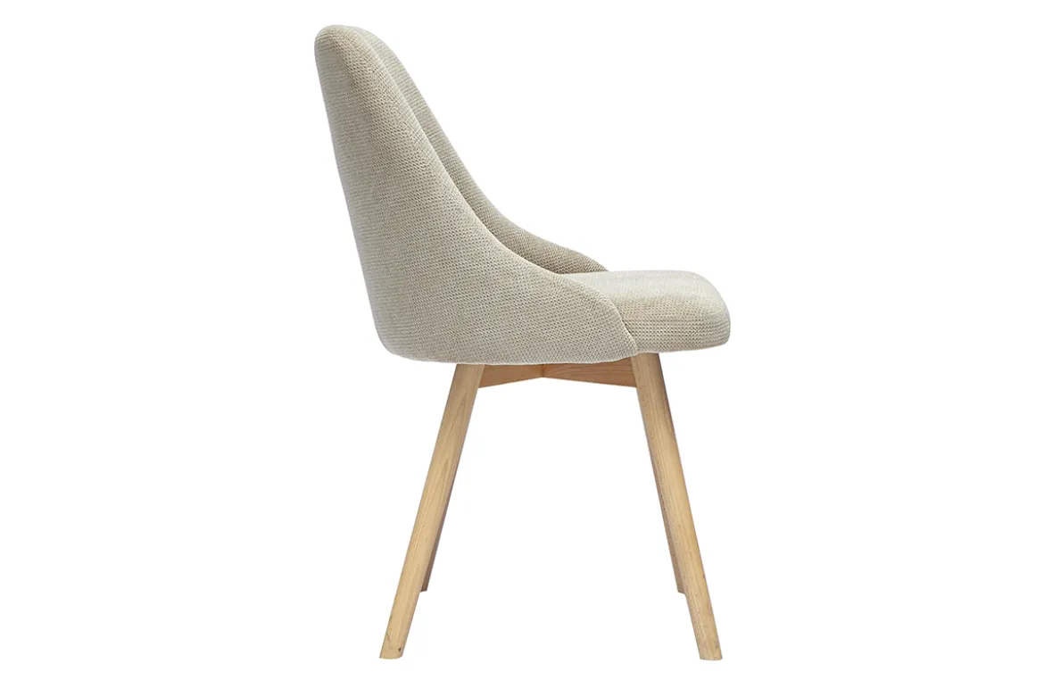 Chaises scandinaves en tissu chenille beige et bois clair (lot de 2) HASTA